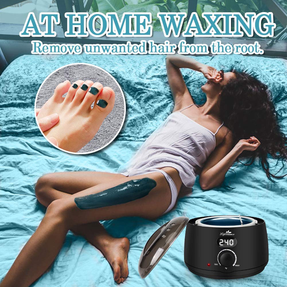 Lifestance Waxing Kit- L2 Digital Wax Warmer Hair Removal Machine- 4 Packs of Wax Beads(14.1 oz total) with 42 Items- Wax Pots Professional for All Hair Types- Eyebrow- Facial- Bikini