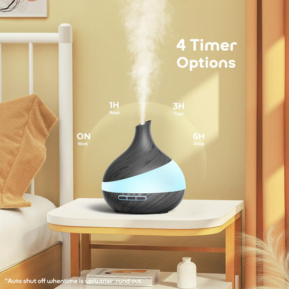 HJTHJT 500ML Essential Oil Diffuser: Aroma Diffuser with Remote Control for Hotel Spa Yoga Room - Humidifier with 14 Colors LED Night Light for Bedroom Home Relaxation (Ink Black)