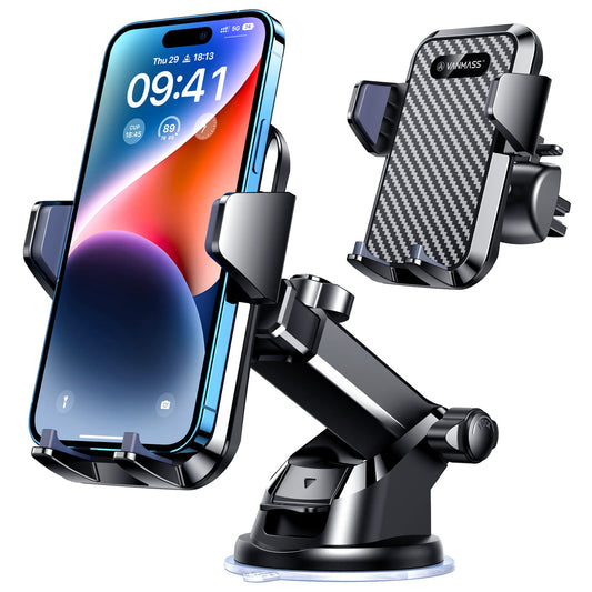 VANMASS 【65+LBS Strongest Suction & Military-Grade 2024 Ultimate Car Phone Mount【Patent & Safety Certs】 Cell Phone Holder Truck Stand for Dashboard Windshield Vent for iPhone 16 15 Pro Max 14 Samsung