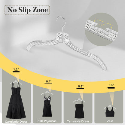 HOUSE DAY Clear Plastic Hangers 12 Pack, Durable Crystal Hangers for Clothes, Light Weight Plastic Dress Hanger for Women, Versatile 16.7‘’ Hanger for Closet and Retail Use, with 360° Swivel Hook