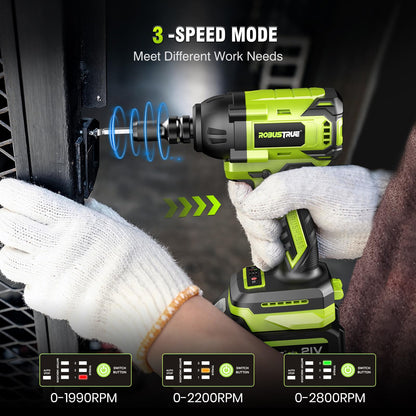 Robustrue Cordless Impact Wrench, 406Ft-lbs (550N.m) Brushless 1/2 inch, 2800RPM High Torque Impact Gun, 2x 4.0Ah Battery, Charger, 4 Sockets, Electric Impact Wrench for Car Home