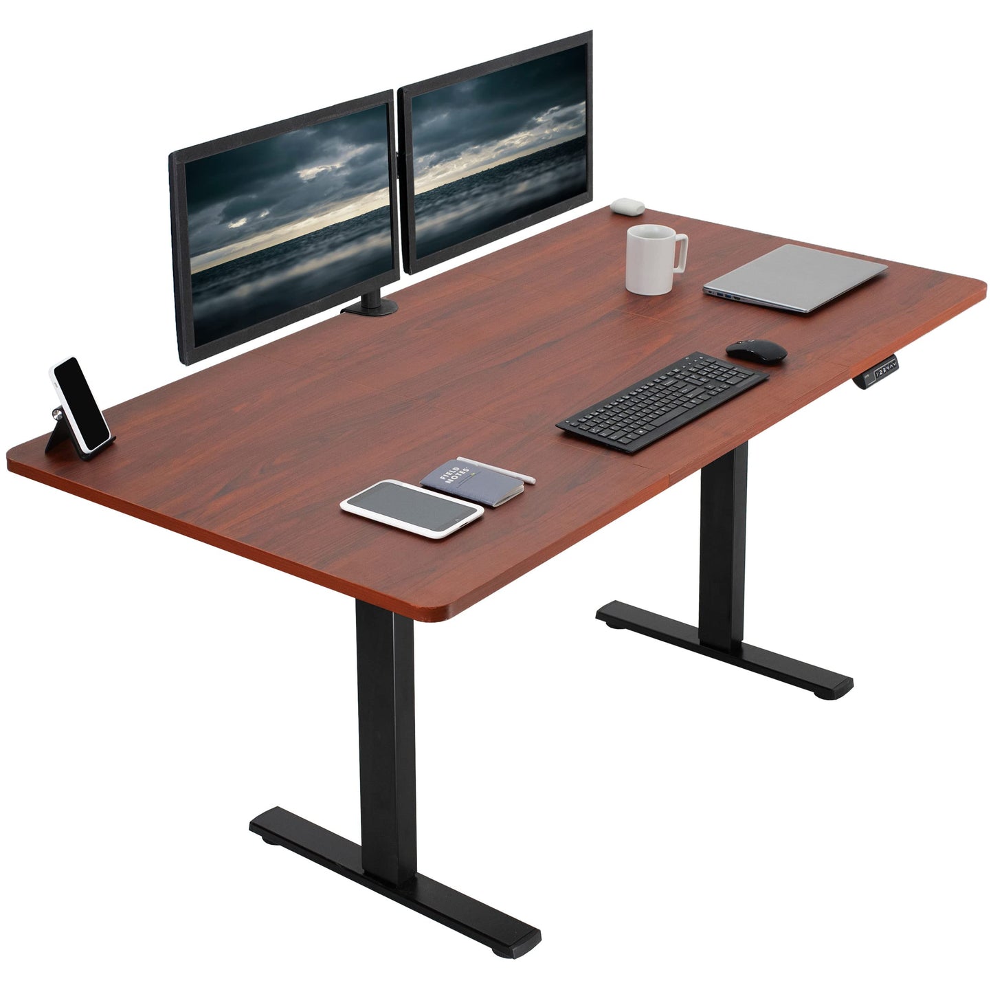 VIVO Electric 71 x 36 in Standing Desk, Memory Height Adjustment, 1B Series, Dark Walnut Top Black Frame, DESK-KIT-1B7D-36