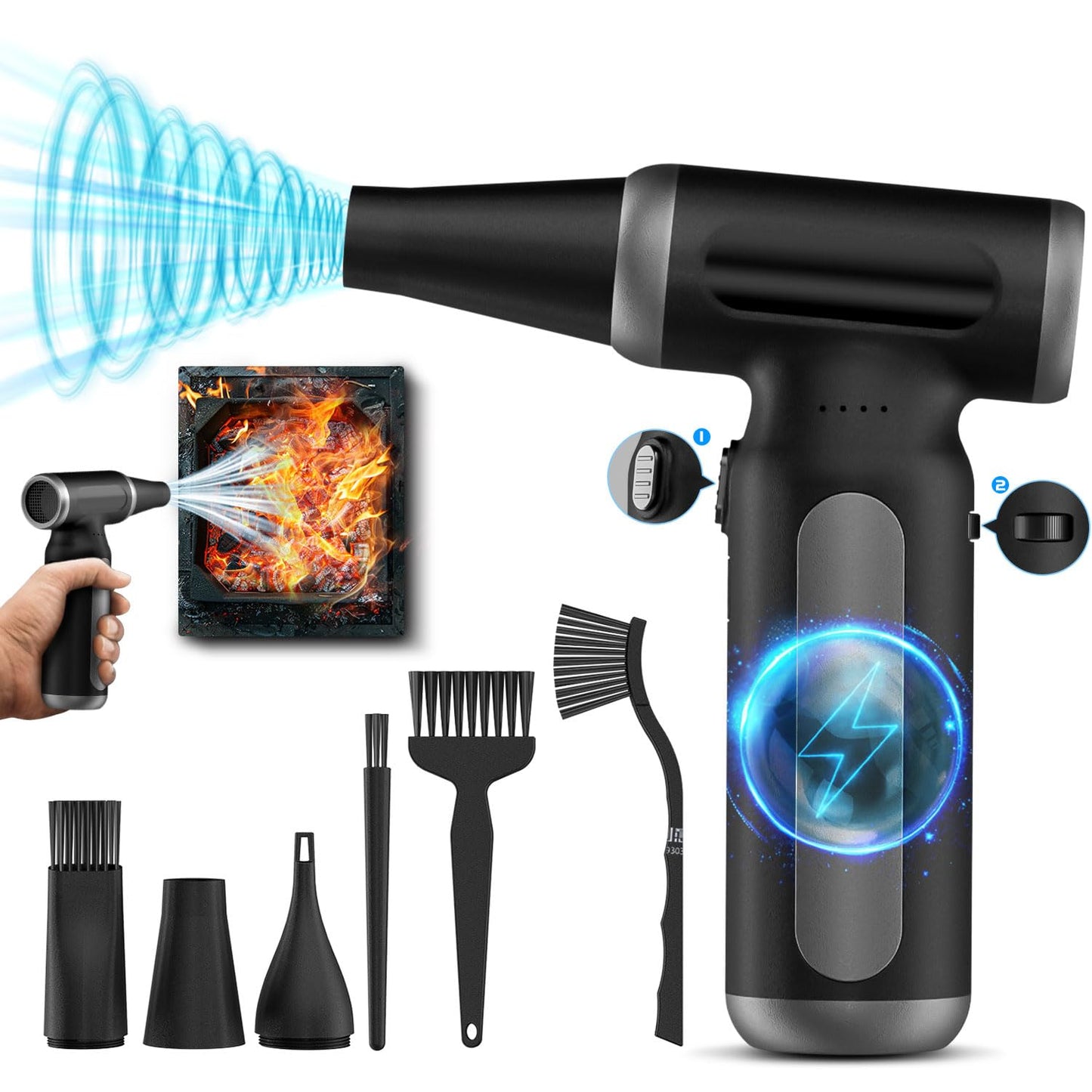 Compressed-Air-Duster-Blower-Fan-pc Duster Electric 300000RPM- Replace Compressed air can-Keyboard Clean-car Cleaning Kits-Turbo Fan-Car Dryer air Blower-Jet Fan-No air Canned dusters for Cleaning