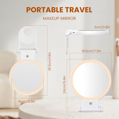 tubbede 1X/30X Lighted Makeup Mirror with Magnification, Double-Sided Switch, 3-Color Lights, 2000mAh Rechargeable, Adjustable Brightness for Vanity Table or Bathroom (Grey)