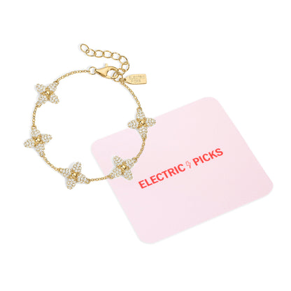 Electric Picks Showstopper Bracelet, 14K Gold Plated Clover Charm Jewelry for Women, Fashion Layering Bracelet, Trendy Gold Bracelets for Everyday Wear