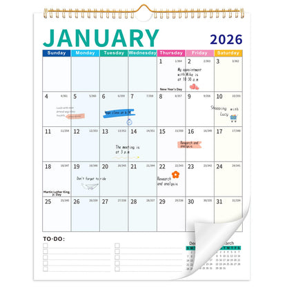 Wall Calendar 2026-2027, 18 Month Calendar from January 2026 to June 2027 14.5" x 11.8" Large Desk Calendar with Twin-Wire Binding for Home Office Planning Personal Organisers, Colorful Block
