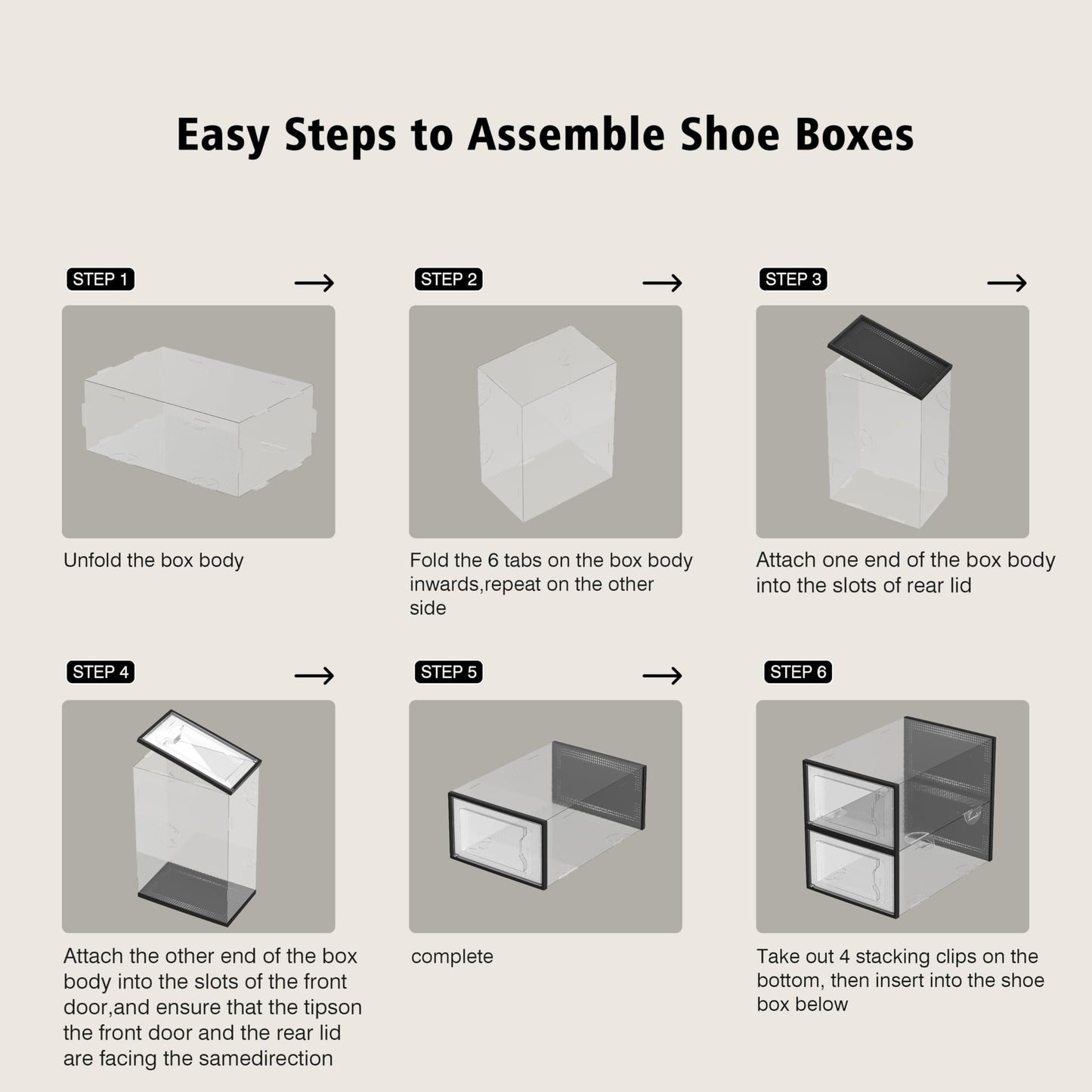 SEE SPRING 12 Pack Shoe Storage Box, Clear Plastic Stackable Shoe Organizer for Closet, Space Saving Shoe Rack for Entryway Sneaker Container Bin Holder (Black)