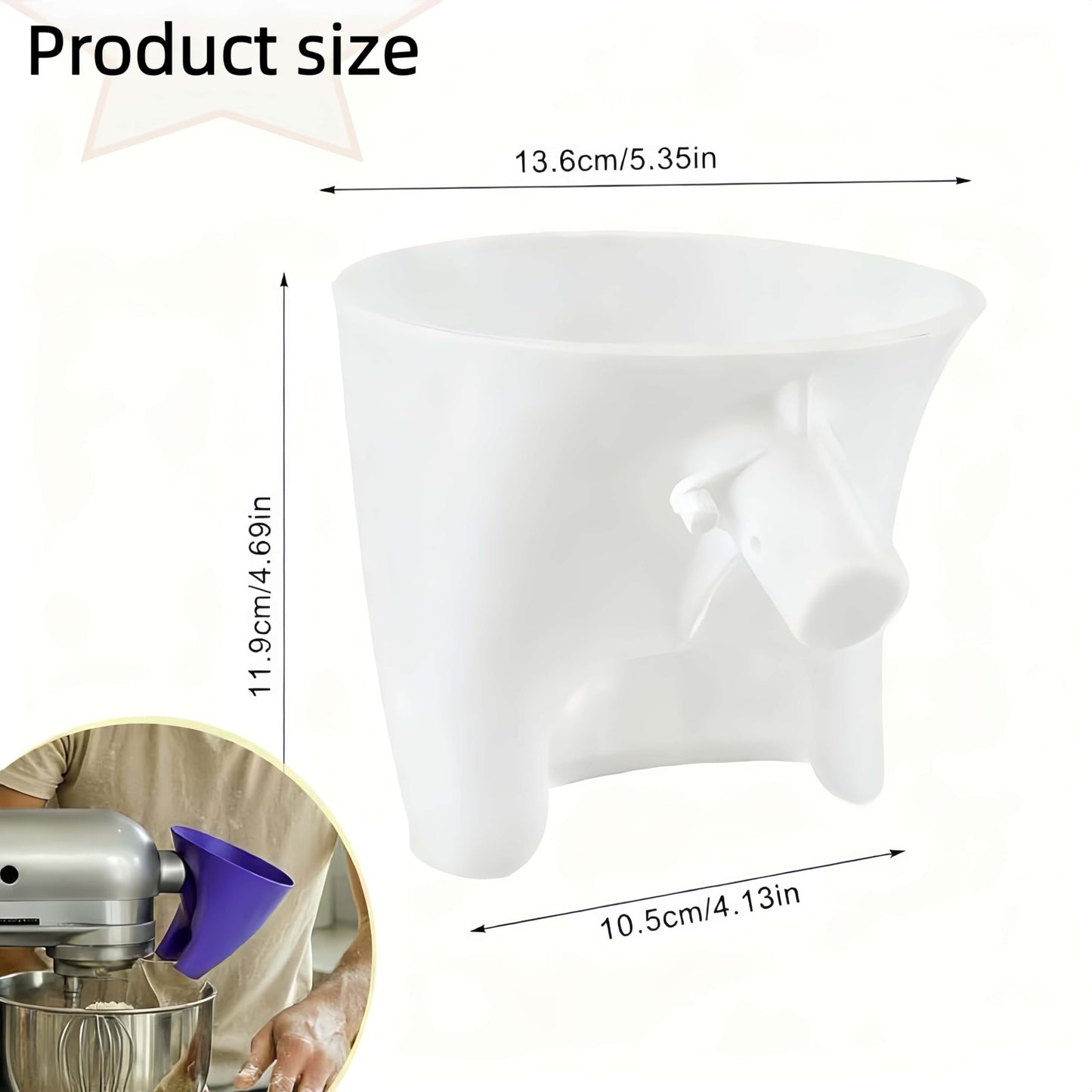 Flour Funnel for KitchenAid Mixer 5 Qt, Anti-Splash Attachment for Tilt-Head Stand Mixer 4.5 & 5 Quart (KSM150), Dishwasher Safe No-Mess Baking Tool, Easy Pour Accessory (White)