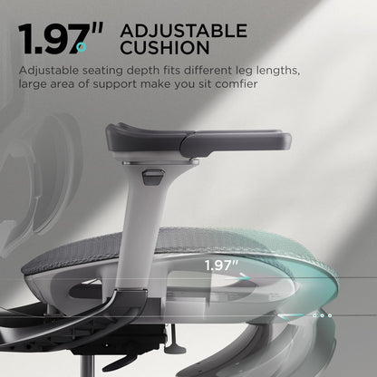 Hbada E3 Pro Ergonomic Office Chair, Big and Tall Office Chair - with 3-Zone Dynamic Lumbar Support, 4D Adjustable Headrest, 6D Adjustable Armrests, Swivel, Grey
