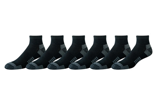 Amazon Essentials Men's Athletic Ankle Socks, Breathable, Cotton Blend, Cushioned, 6 Pairs, Black, 8-12
