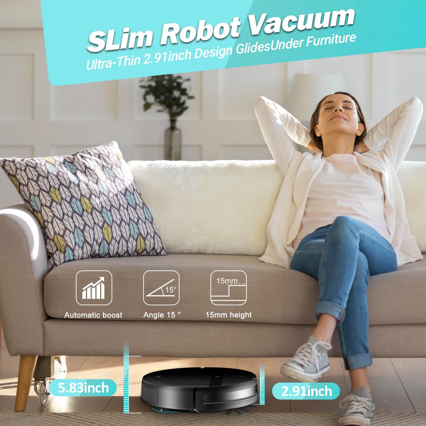 MANVINS Robot Vacuum and Mop Combo, Tangle-Free Powerful Suction, Robotic Vacuum Cleaner - Alexa & App Scheduling, Long Runtime, Automatic Robot Vacuum Cleaners for Home