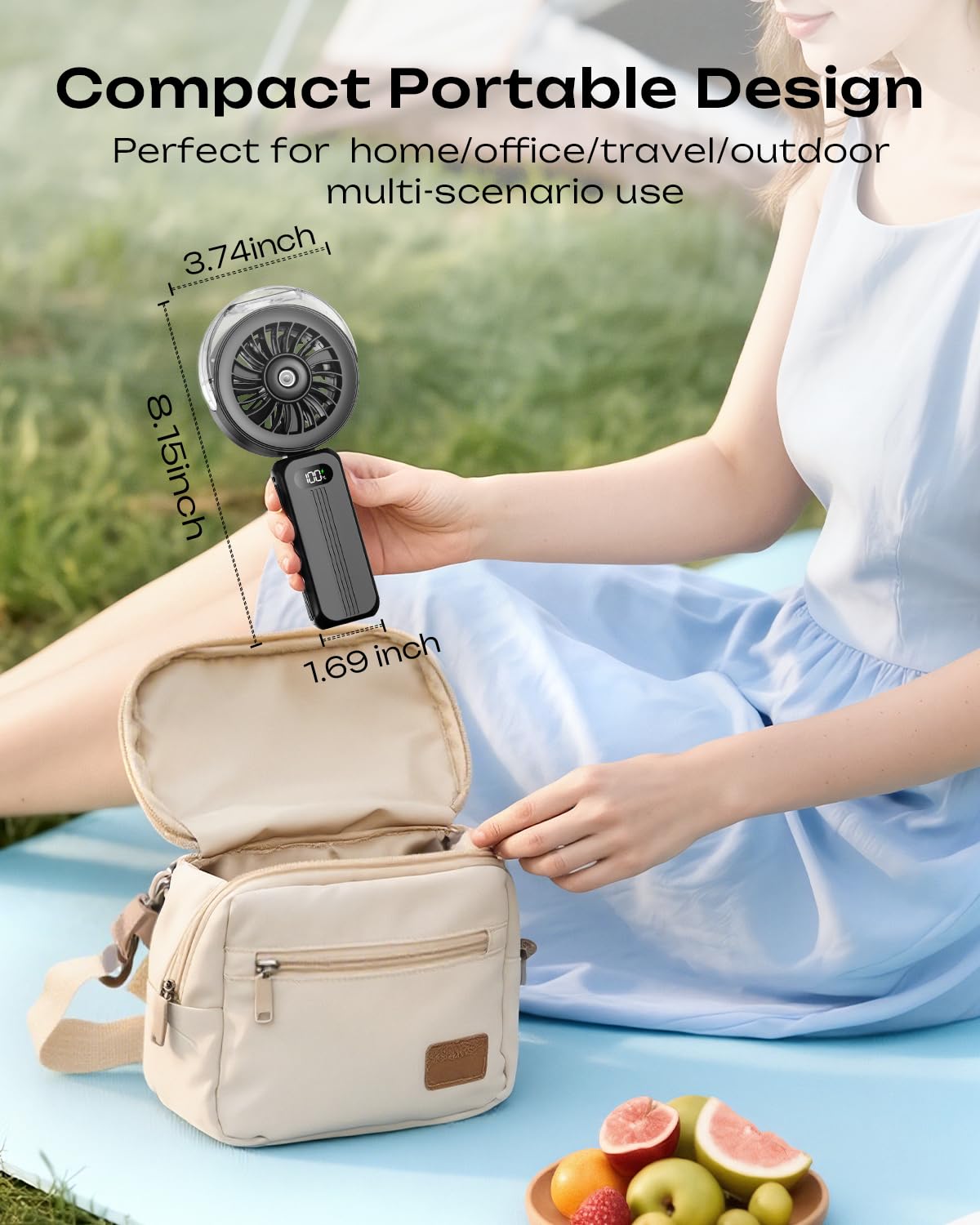 Otlonpe Handheld Misting Fan Portable, Powerful High Speed, Small Personal Rechargeable Cooling Mister Fan Water Spray Mist, 4000mAh Battery Operated for Travel Indoor Outdoor Hand Desk (Black)