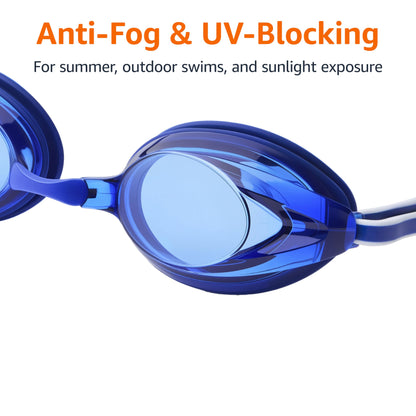Amazon Basics Unisex Swim Goggles, Adult, Blue