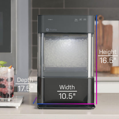 GE Profile Opal 2.0 with 0.75 Gallon Tank, Chewable Crunchable Countertop Nugget Ice Maker, Scoop included, 38 lbs in 24 hours, Pellet Ice Machine with WiFi & Smart Connected, Black Stainless Steel