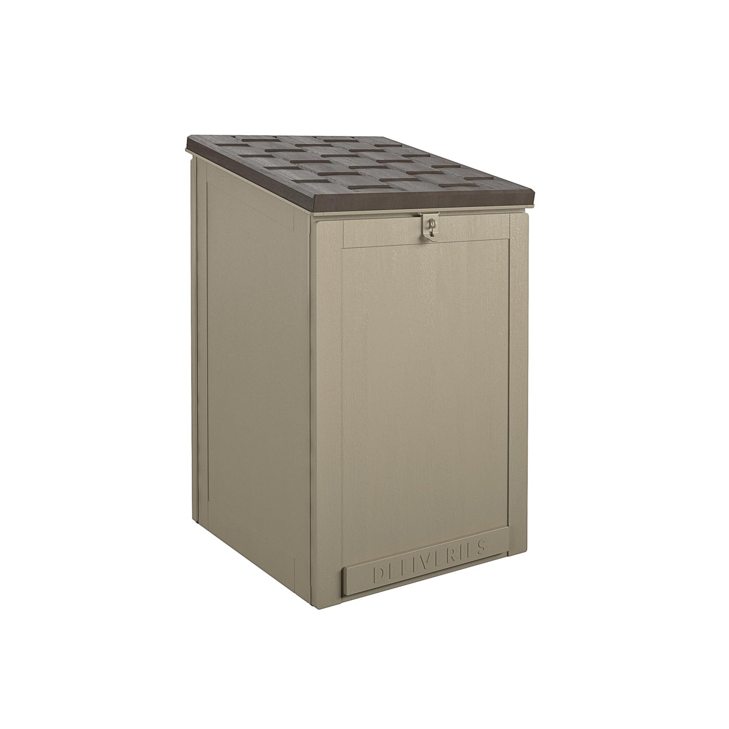 Cosco BoxGuard Outdoor Storage Box, Large Lockable Package Drop Box, 6.3 Cubic Feet, Weather-Resistant Design, Gray/Brown