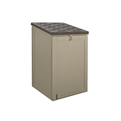 Cosco BoxGuard Outdoor Storage Box, Large Lockable Package Drop Box, 6.3 Cubic Feet, Weather-Resistant Design, Gray/Brown