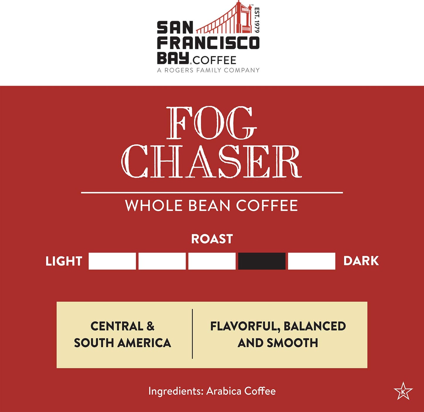 San Francisco Bay Coffee - Medium-Dark Roast Whole Bean Coffee - Fog Chaser (2 lb bag)