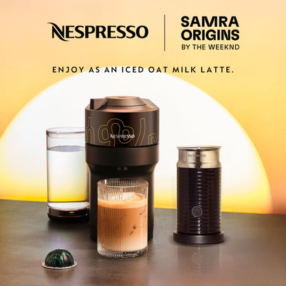 Nespresso Vertuo Pop+ Coffee and Espresso Maker by De'Longhi, Samra Origins by The Weeknd Vertuo Buna Yellow Aeroccino3 milk frother