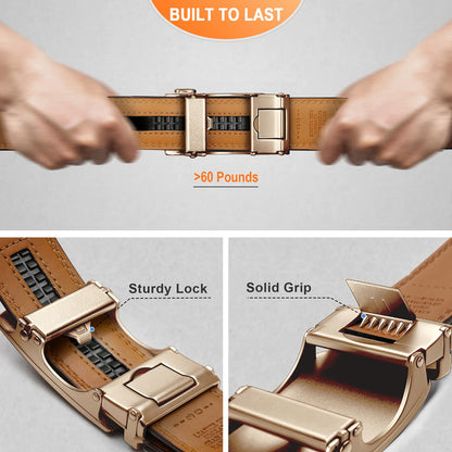 BULLIANT Men's Belt, Slide Ratchet Belt For Gift Men Dress Pant Shirt Oxfords,Trim To Fit(Light Brown,30"-36" Waist Adjustable)