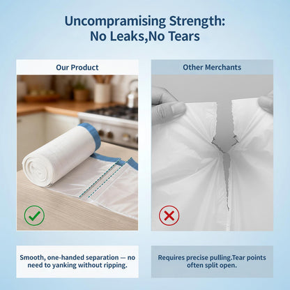 T.FORING 13 Gallon Trash Bags Drawstring 120 Count, 1.7 Mil Thick White Garbage Bags, Easy-Dispense Roll for Kitchen & Household Use, Resists Tears, Leaks and Punctures