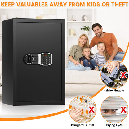 4.5 Cuft Larger Safe Box Fireproof Waterproof, Fireproof Safe with Fireproof Document Bag, Alarm Systerm and Comb Lock, Anti-Theft Safes for Home Ammo Money Document