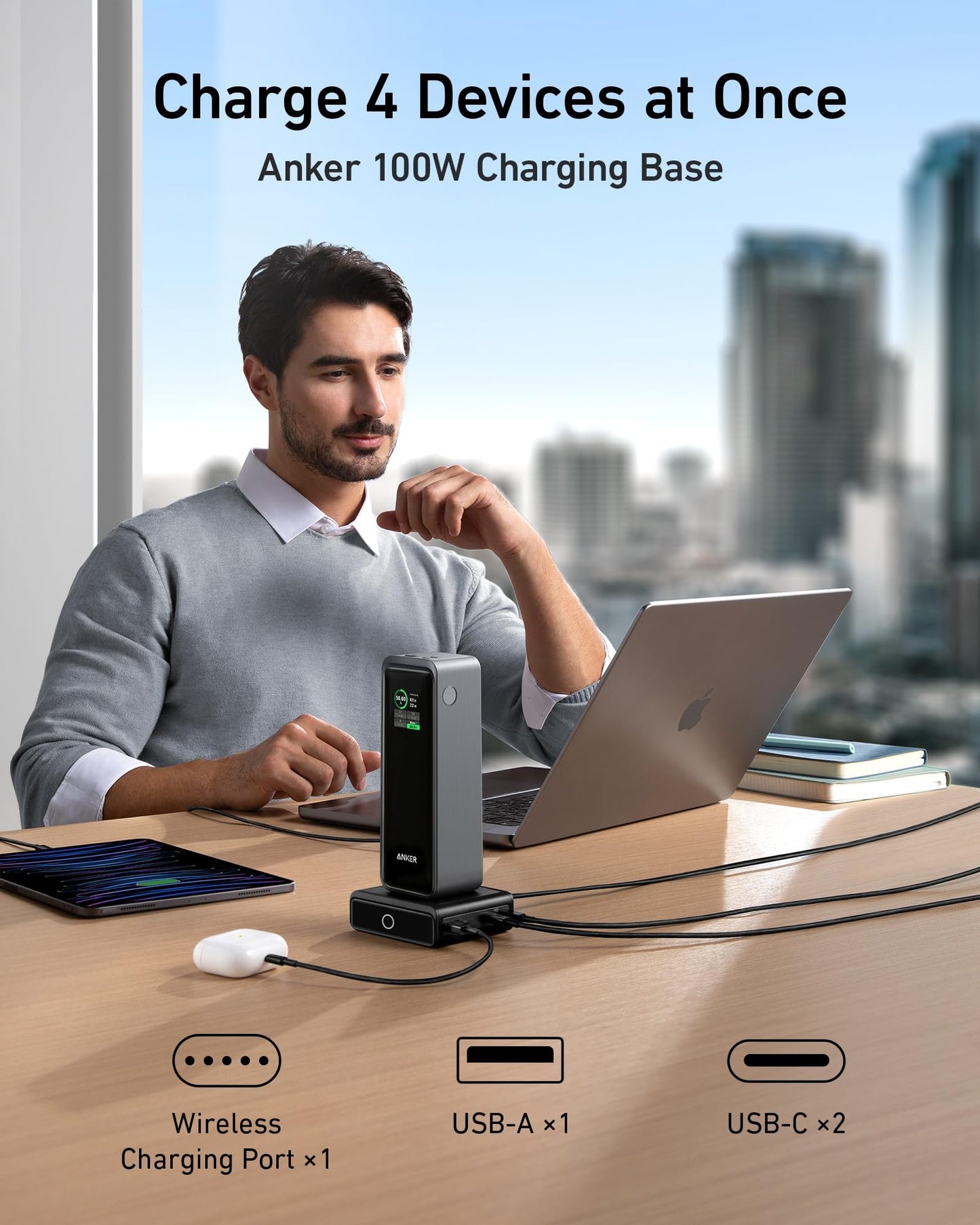 Anker Prime Power Bank, 27,650mAh 3-Port 250W Portable Charger for Travel, TSA-Approved, Smart App, for MacBook Pro/Air, iPhone 16/15/14 Series, Samsung, Laptops, and More