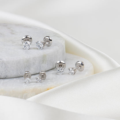 Amazon Essentials IGI Certified 0.5 Carat Solitaire Lab Grown Diamond Stud Earrings for Women in Solid 14k White Gold - 4 Prong Round Cut (G-H Color, VS1-VS2 Clarity) - Gold Stud Earrings - Stud Earrings for Women