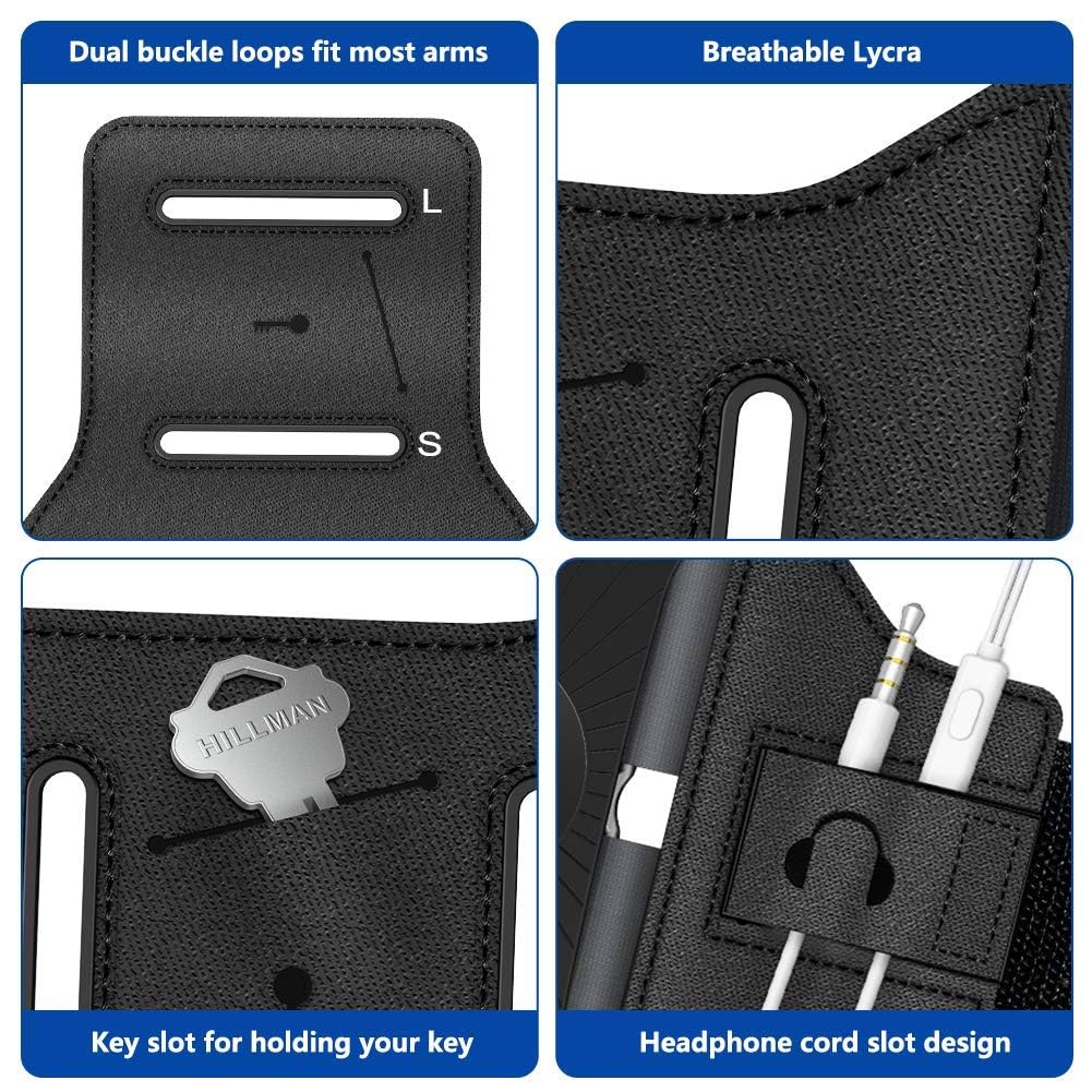 VUP Running Armband 360°Rotatable for iPhone 16/15/14/13/Pro Max/Pro/Mini/12/11/SE/Xs/XR/X/8/7/Plus, Fits All 4-6.7 Inch Smartphones, with Key Holder Phone Armband for Running Hiking Biking (Black)