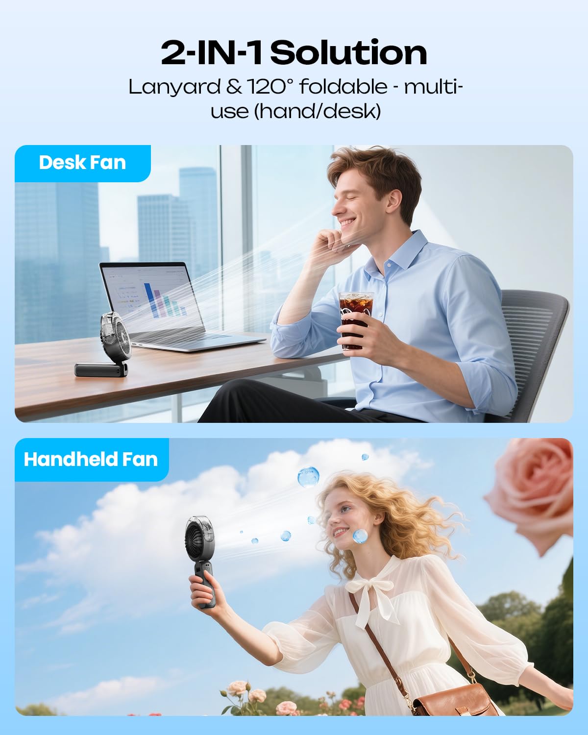 Otlonpe Handheld Misting Fan Portable, Powerful High Speed, Small Personal Rechargeable Cooling Mister Fan Water Spray Mist, 4000mAh Battery Operated for Travel Indoor Outdoor Hand Desk (Black)
