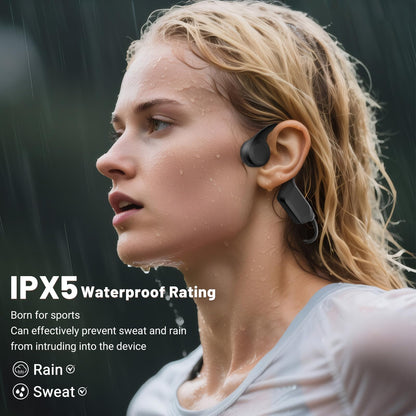 Gelecek New Waterproof Open-Ear Bone Conduction Headphones - Bluetooth 6.0, 10-Hour Battery Life, Ultra-Light Wireless Headset with Stable Connection, Ideal for Running, Cycling, Workout, Hiking