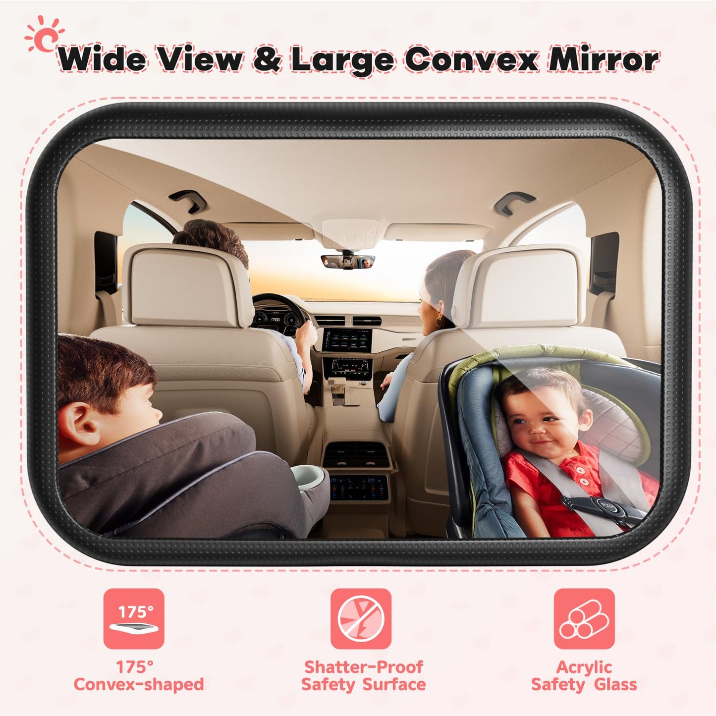 Baby Car Mirror for Baby Car Seat Safely Mirror Hook Clip Design for Rear Facing Infant Newborn 360° Rotation Baby Backseat Mirror with Wide Clear View, Shatterproof, Easy Install Baby Essentials