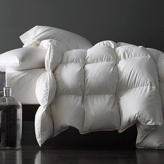 Royoliving Premium Feathers Down Duvet Insert Comforter Queen Size All Season Medium Warmth White 100% Cotton Cover with Corner Tabs (90x90, 50 oz)