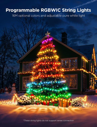 Govee Christmas Lights 2, RGBWIC 99FT 300LEDs Christmas Tree Lights with Shape Mapping Function, Smart Holiday String Lights for Christmas Decor, 130+ Preset Scenes, Voice and APP Control, Green Wire