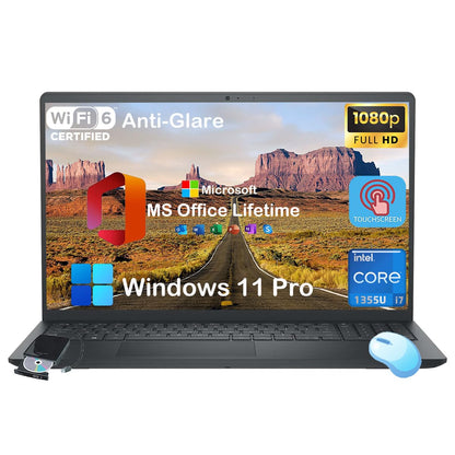 Dell Inspiron 15 3530 Touchscreen Business Laptop - MS Office Lifetime • 15.6" Anti Glare FHD Display • 13th Gen Intel 10-Core i7-1355U GPU • Wi-Fi 6 • Win 11 Pro • Copilot (64GB DDR5 RAM | 2TB SSD)