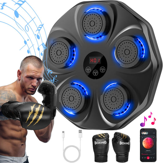 TGLLM Music Boxing Machine, Interactive Punching Trainer with Boxing Gloves, Large Size Wall Mounted Electronic Boxing Target for Adults Kids, 9 Modes & 9 Speeds