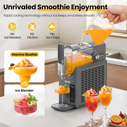 Slushie Machine, No Ice Needed, 88 oz INOVIVA Slushy Machine for Home with Self-Cleaning Function, Professional Frozen Drink Maker, 5 Preset Programs, Frozen Margaritas, Frappés, Milkshake, and More