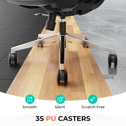 CAPOT Ergonomic Mesh Office Chair, Adjustable Lumbar High Back Desk Chair 400lbs, 4D Flip-up Arms, 3-Level Tilt Backrest, 3D Headrest, PU Wheels, Swivel Rolling Computer Seating for Long Desk Work