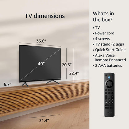 Amazon Fire TV 40" 2-Series, HD smart TV with Fire TV Alexa Voice Remote, stream live TV without cable