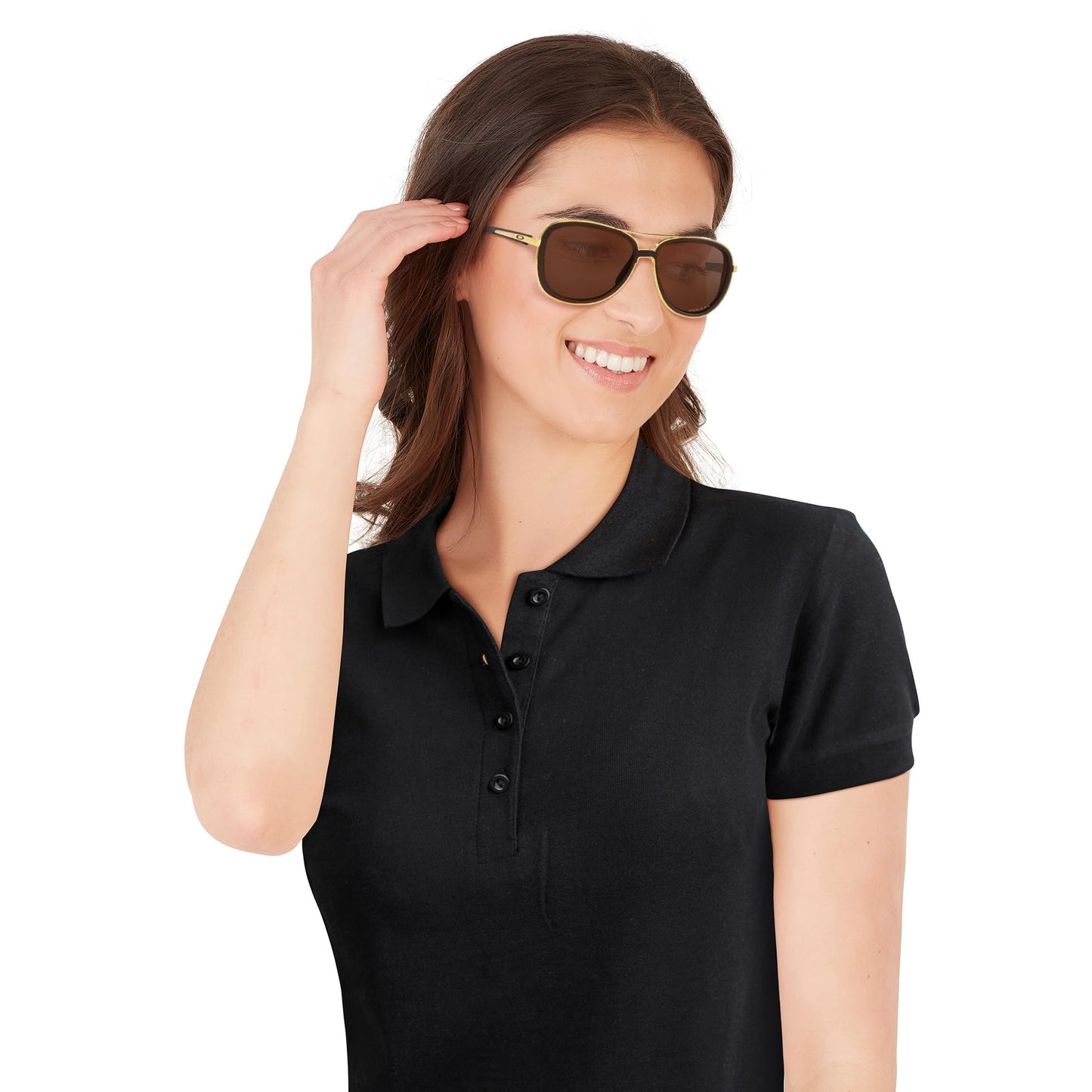 Oakley Women's OO4129 Split Time Aviator Sunglasses, Matte Rootbeer/Prizm Tungsten Polarized, 58 mm