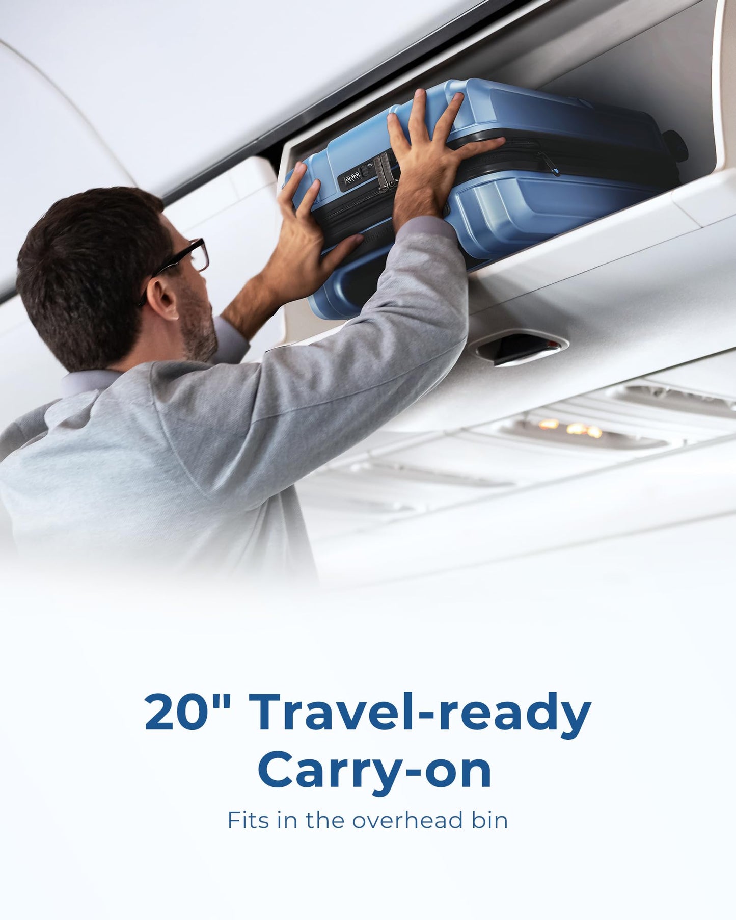 BAGSMART Carry On Luggage 22x14x9 Airline Approved, 1OO% PC Hardside Expandable Luggage with TSA Lock, 20 Inch Travel Suitcase with Spinner Wheels, Black