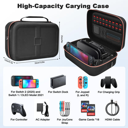 Gorixer Switch 2 Case for Nintendo Switch 2(2025) or 1 and OLED Models(2021),Stores 18 Game Cards for Nintendo 3DS & 2DS Games