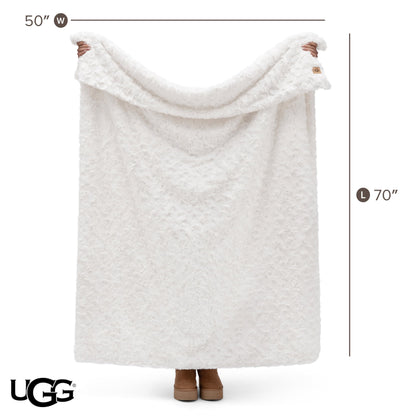 UGG Adalee Faux Fur Throw Blanket Luxury Lightweight Cozy Soft Throw for Couch Bed or Chair Hypoallergenic Machine Washable Double-Sided Fluffy Blanket Home Decor, 50-inch x 70-inch, Natural White