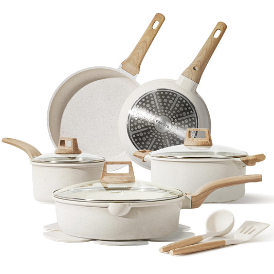 CAROTE 14 Pcs Pots and Pans Set Nonstick,Cookware Set Kitchen Cooking Set with Utensil and Pan Protectors