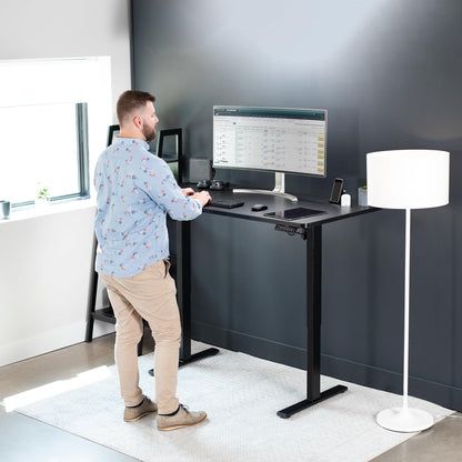 VIVO Electric 60 x 30 inch Standing Desk Workstation, Memory Controller Height Adjustment, 1B Series, Black Top Black Frame, DESK-KIT-1B6B-30
