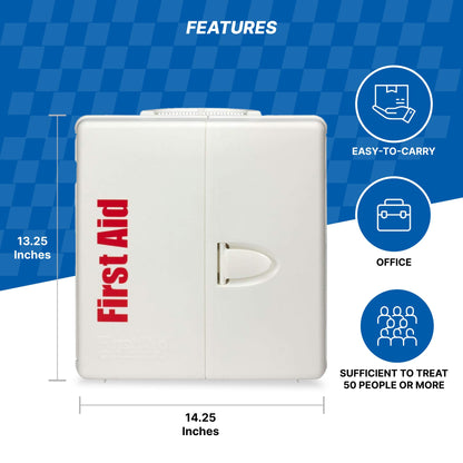 First Aid Only 1000-FAE-0103 SmartCompliance 50-Person OSHA Compliant First Aid Kit for Business, Large Plastic First Aid Cabinet with Medications, 245 Pieces