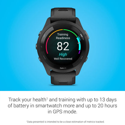 Garmin Forerunner 265 Running Smartwatch, Colorful AMOLED Display, Training Metrics and Recovery Insights, Black and Powder Gray