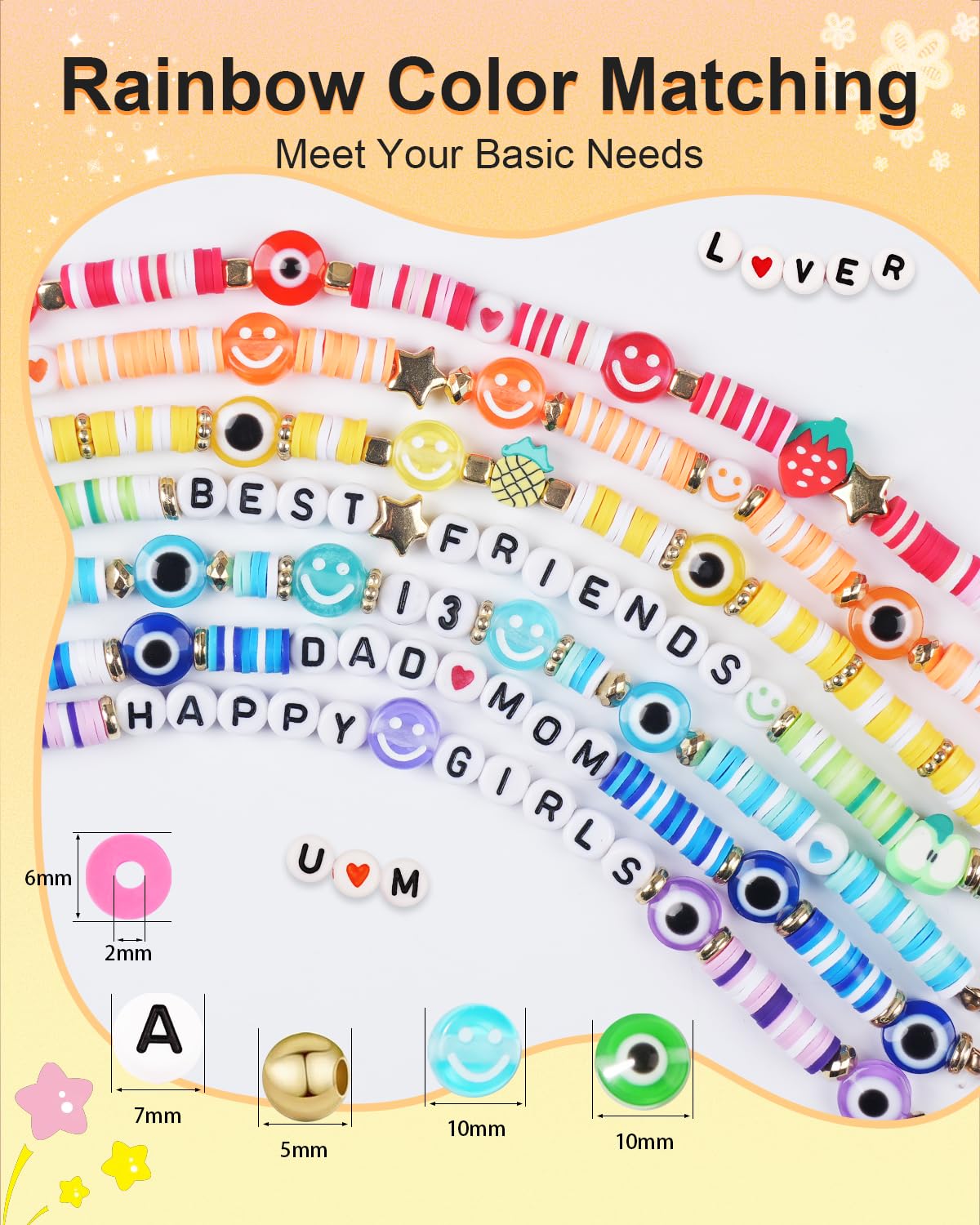 BestNow Clay Beads Bracelet Making Kit 5000 Pcs Friendship Bracelet Kits Flat Beads for Jewelry Making Polymer Heishi Beads Set for Bracelet Necklace DIY Crafts Gift for Girls Ages 6-12