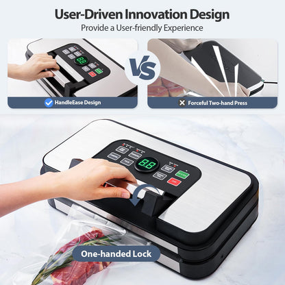 95Kpa Powerful Precision Pro Vacuum Sealer with Double Heat Seal & Double Pump, Easy-Lock Handle, 10-in-1 Vacuum Sealer Machine for Food with Bags Storage, Built-in Cutter, Green