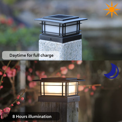 Dynaming 6 Pack Solar Post Lights Outdoor, Solar Powered Fence Post Cap Lights, High Brightness Warm White SMD LED Lighting Decor for Garden Deck Patio, Fit 4x4, 5x5 or 6x6 Vinyl/Wooden Posts