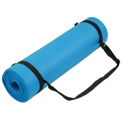 Fitvids All Purpose 1/2-Inch Extra Thick High Density Anti-Tear Exercise Yoga Mat with Carrying Strap, Blue
